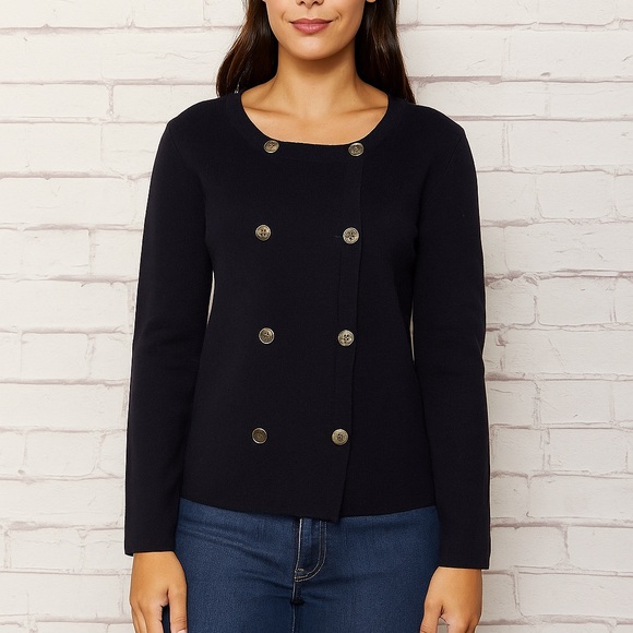 Brooks Brothers Sweaters - Brooks Brothers Extra Fine Merino Wool Navy Double Breasted Sweater Small